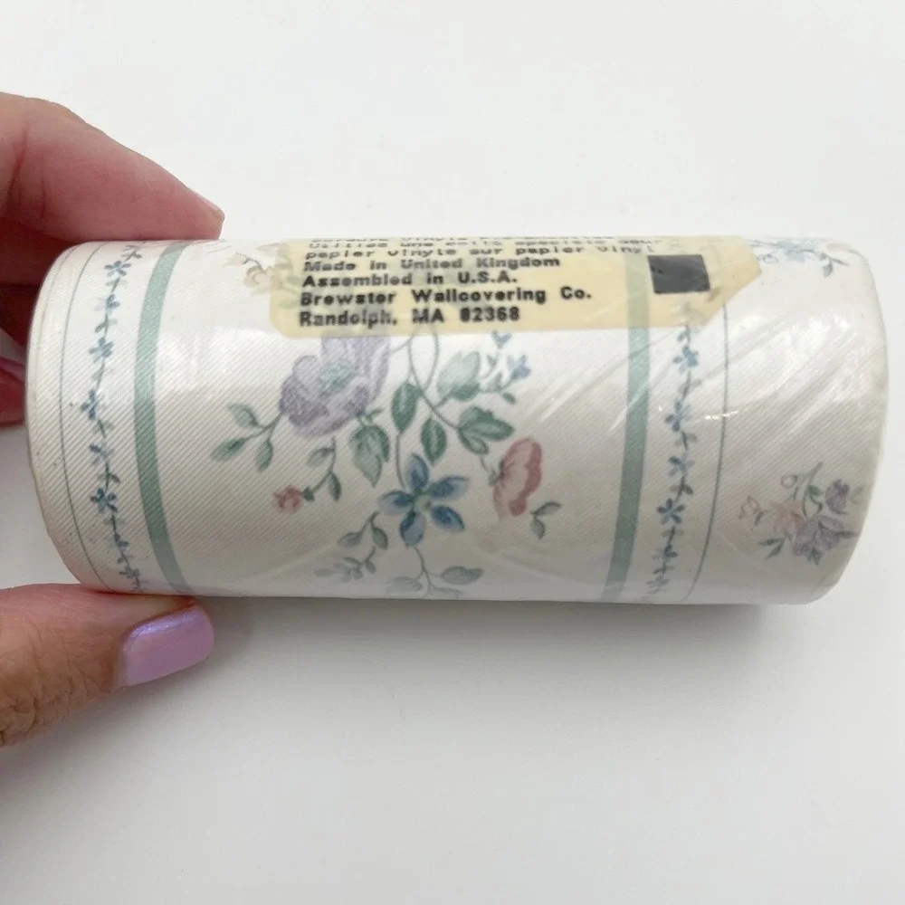 Brewster Wallcovering‎ Pre-Pasted Vinyl Floral Wallpaper Border 5yd Cottage VTG